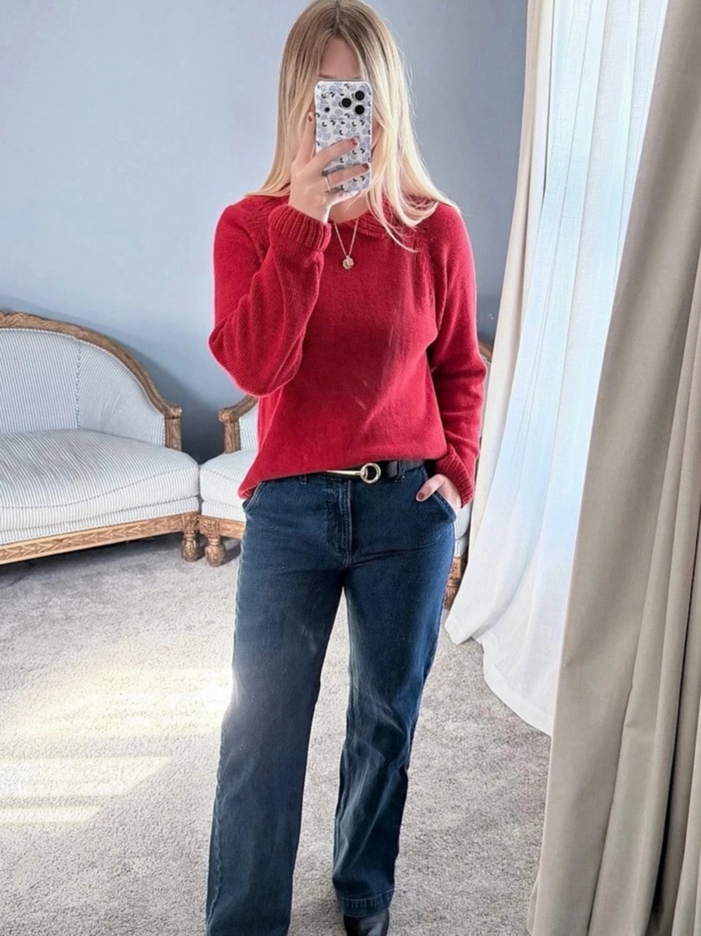 Vintage Red Collared Sweater